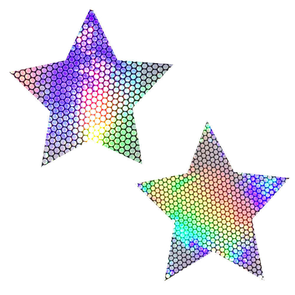 Neva Nude - Liquid Party Silver Holographic Starry Nights Nipztix Pasties